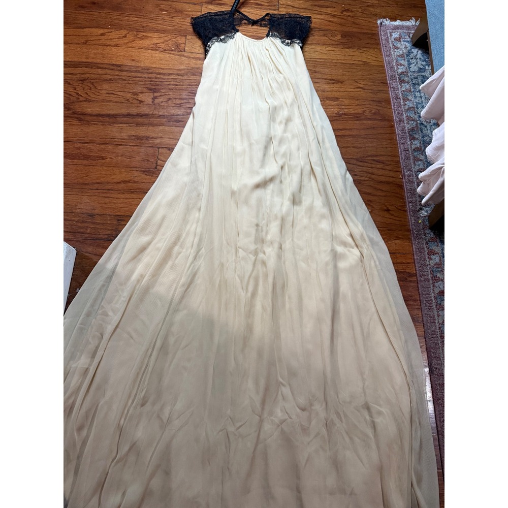 Alexis Gela Gown Nude Chiffon Open Back  boho gothic bridal maxi dress‎ size L